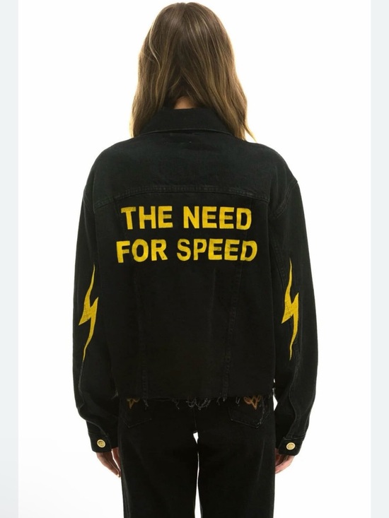 Aviator Nation Jackets & Blazers - Aviator Nation NEED FOR SPEED OVERSIZED CROP DENIM JACKET - VINTAGE BLACK